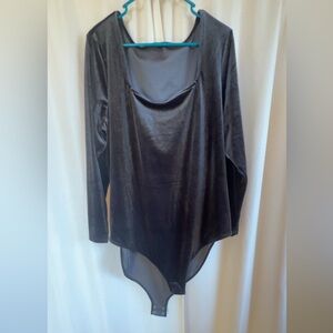 Black Velvet Long-Sleeve Bodysuit - Women Tops